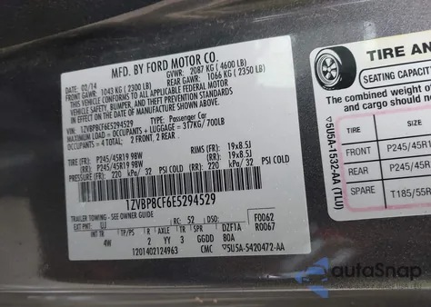 2014 Ford Mustang Gt Premium z USA, uszkodzony, nr VIN 1ZVBP8CF6E5294529